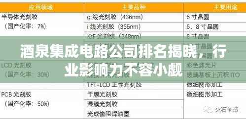 酒泉集成电路公司排名揭晓，行业影响力不容小觑